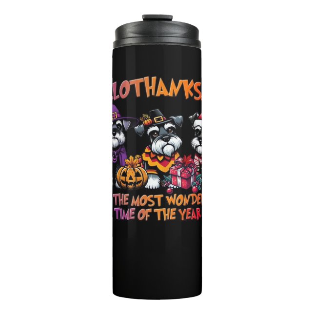 Schnauzer Halloween Erntedank Weihnachtsklassiker Thermosbecher (Vorderseite)