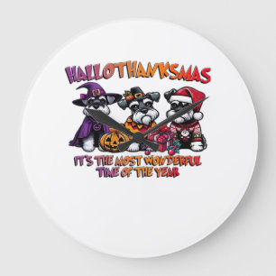 Schnauzer Halloween Erntedankfest Weihnachten Klas Große Wanduhr