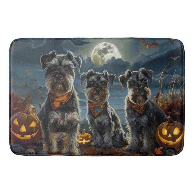 Schnauzer Halloween Spooky Badematte (Vorderseite)