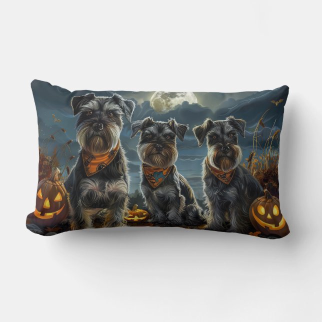 Schnauzer Halloween Spooky Lendenkissen (Vorderseite)