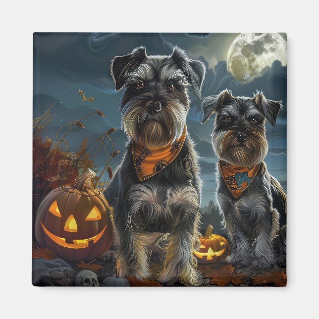 Schnauzer Halloween Spooky Magnet (Vorne)