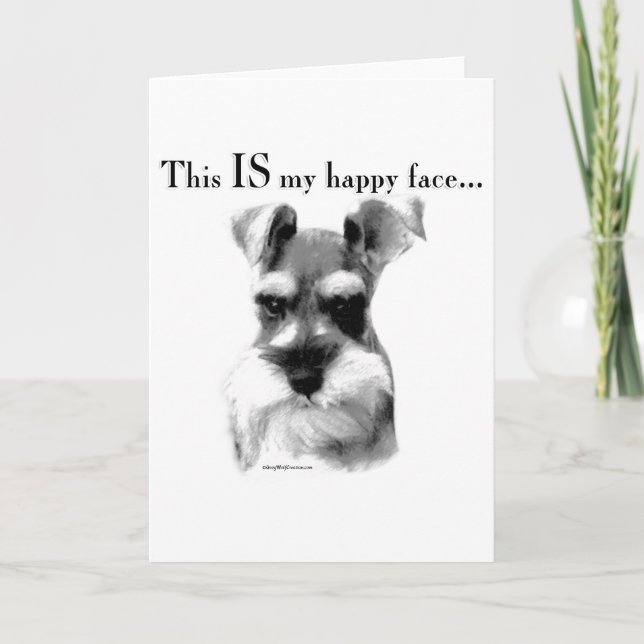 Schnauzer Happy Face Karte (Vorderseite)