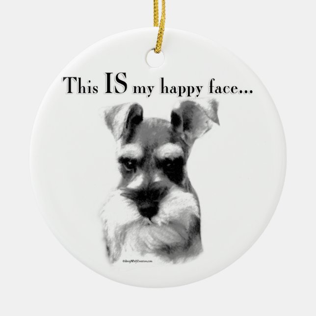 Schnauzer Happy Face Keramik Ornament (Vorne)