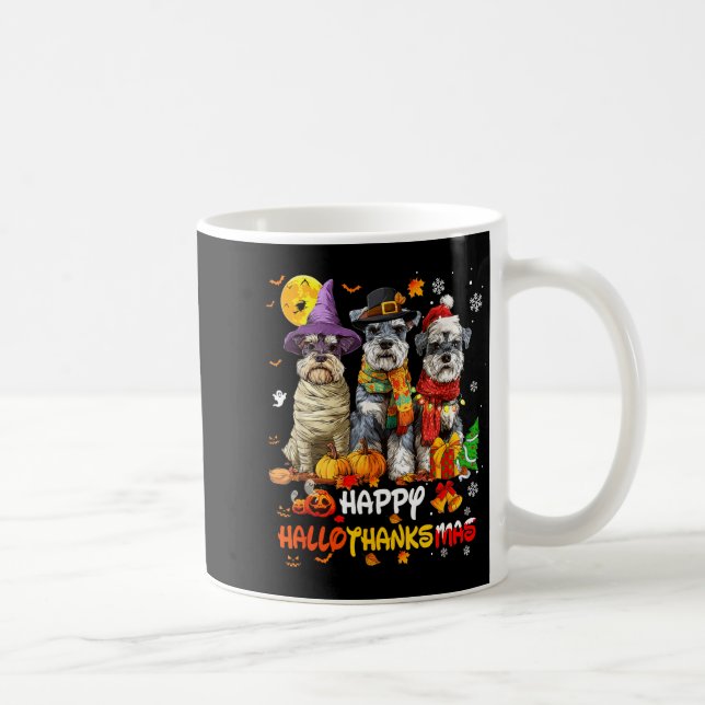Schnauzer Happy Hallothanksmas Dog Lover Christmas Kaffeetasse (Rechts)