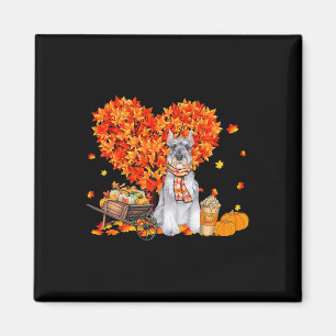 Schnauzer Herbst Baum Herbstlaub Kürbis Hundeliebe Magnet