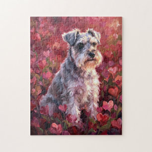 Schnauzer Herzförmige Wildblumen