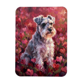 Schnauzer Herzförmige Wildblumen Flexibel Magnet