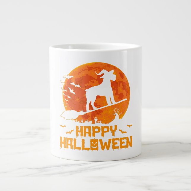 Schnauzer Hexenbroomstick Halloween-Geschenk Jumbo-Tasse (Vorderseite)