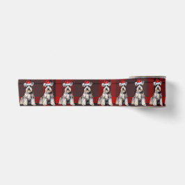 Schnauzer Holiday Red Plaid Funny Dog Christmas Satinband