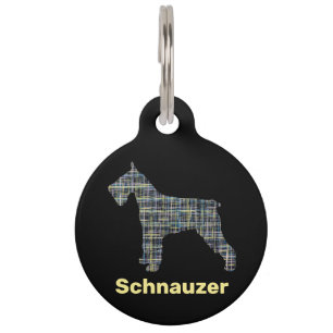 Schnauzer Hund Gelb- und Schwarz-Gitter Haustiermarke