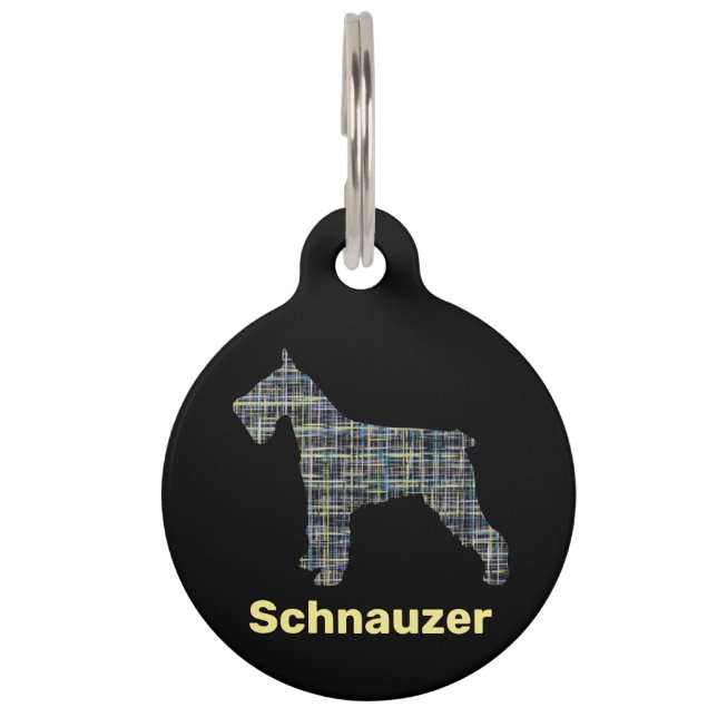 Schnauzer Hund Gelb- und Schwarz-Gitter Haustiermarke (Vorderseite)
