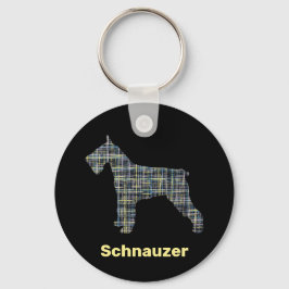 Schnauzer Hund Gelb- und Schwarz-Gitter Schlüsselanhänger