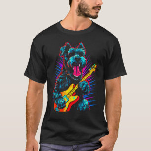 Schnauzer Hund Gitarre T-Shirt