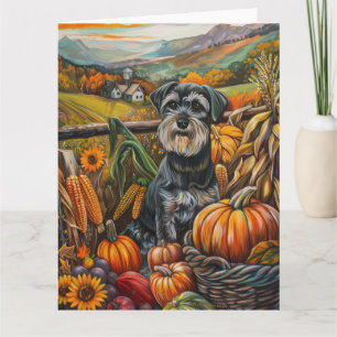 Schnauzer-Hund Herbsternte Erntedankfest Karte