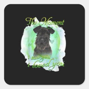 Schnauzer Hund - ich liebe dich T - Shirt Quadratischer Aufkleber
