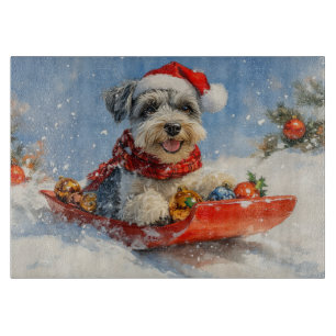 Schnauzer-Hund im Schlitten Lass es schneien Weihn Schneidebrett