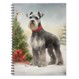 Schnauzer-Hund im Schnee Weihnachten Notizblock