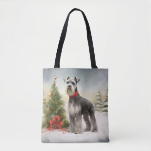 Schnauzer Hund im Schnee Weihnachten Tasche