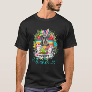 Schnauzer Hund in Ostereier Basket Bunnies Happy T-Shirt