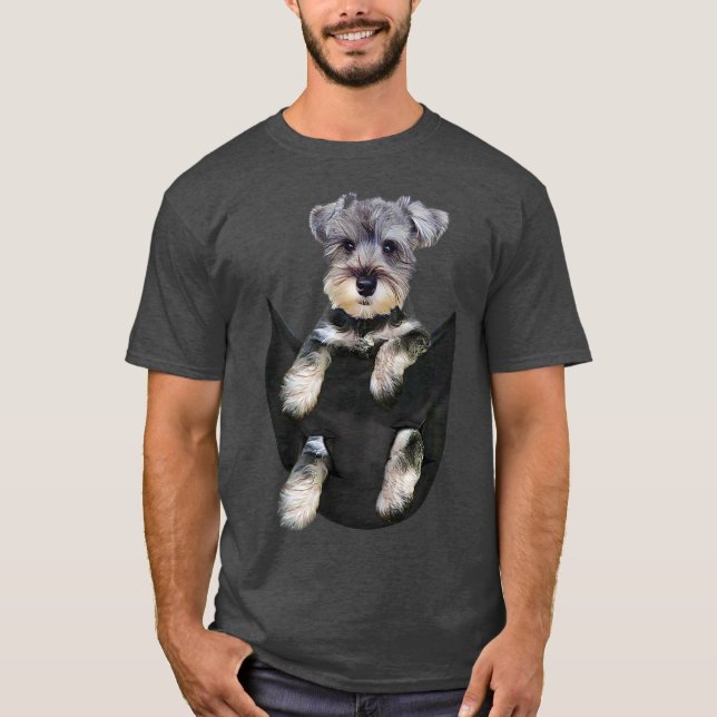 Schnauzer Hund in Pocket Puppy Geschenke T-Shirt (Vorderseite)