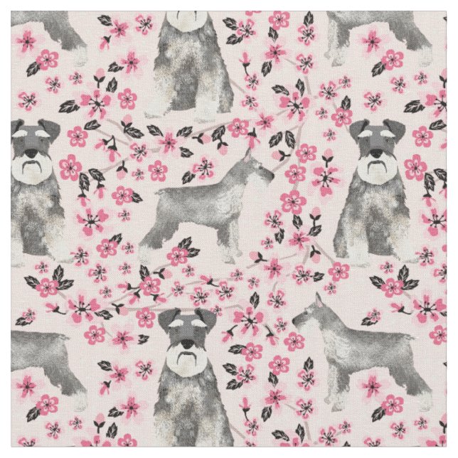 Schnauzer-Hund Kirschblüten Rosa Stoff (Nahaufnahme)