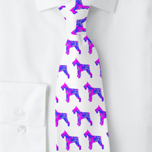 Schnauzer Hund Niedlich rosa Silhouette Weiße Neck Krawatte