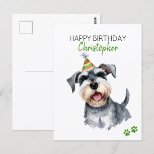 Schnauzer-Hund Personalisiert Alles Gute zum Gebur Postkarte