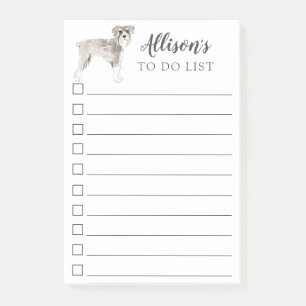 Schnauzer-Hund personalisiert Liste tun Post-it Klebezettel