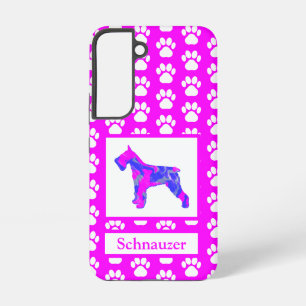 Schnauzer Hund Silhouette Paw Pink Blue Pink Samsung Galaxy Hülle