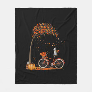 Schnauzer Hund und Pumpkins Fahrrad Herbstleaf Fleecedecke