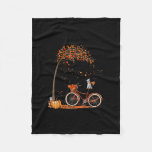 Schnauzer Hund und Pumpkins Fahrrad Herbstleaf Fleecedecke