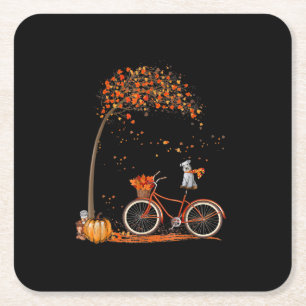 Schnauzer Hund und Pumpkins Fahrrad Herbstleaf Rechteckiger Pappuntersetzer