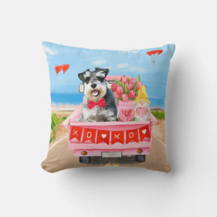 Schnauzer-Hund Valentinstag LKW Herzen Kissen