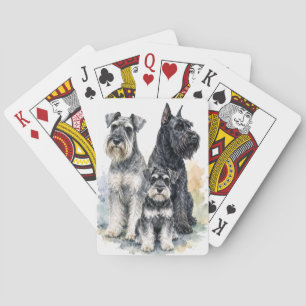 Schnauzer-Hund-Wasserfarbe-Spielkarten Spielkarten