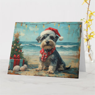 Schnauzer Hund Weihnachten Vintage Strand Karte