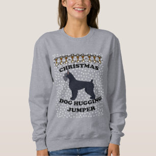 Schnauzer Hund Weihnachtshund umarmt Sweatshirt