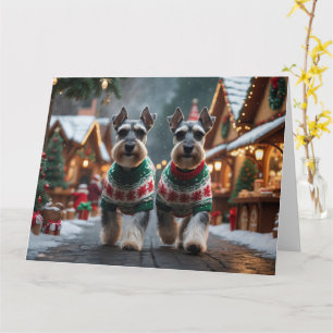 Schnauzer Hunde Weihnachtsschneeferien Karte