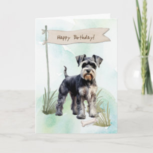 Schnauzer Hunde züchten draußen unter Geburtstagsz Karte