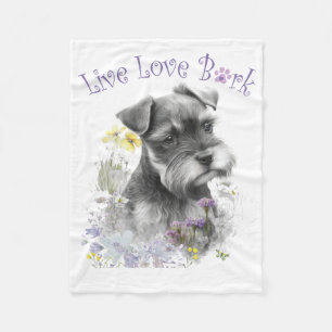 Schnauzer-Hundemutter Blumen Fleecedecke