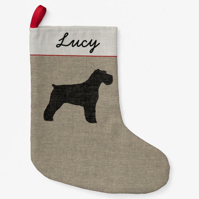 Schnauzer-HundeSilhouette mit den natürlichen Kleiner Weihnachtsstrumpf (Vorderseite)
