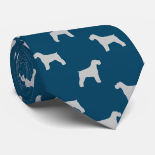 Schnauzer-HundeSilhouette-Muster-Grau und Blau Krawatte