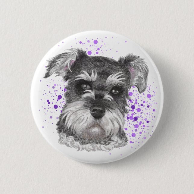 Schnauzer-Hundezeichnen Button (Vorderseite)