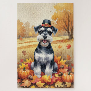 Schnauzer im Herbstlaub Erntedank Kunst