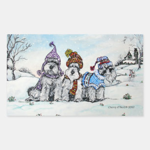 Schnauzer im Winter Rechteckiger Aufkleber