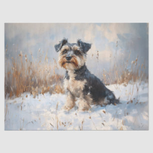 Schnauzer im Winter-Schnee Découpage Seidenpapier