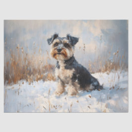 Schnauzer im Winter-Schneedecker Seidenpapier