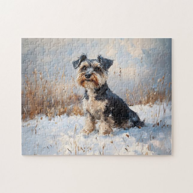 Schnauzer im Winterschnee (Horizontal)