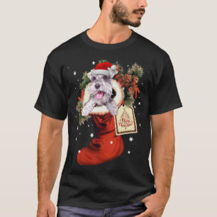 Schnauzer in Sock Weihnachts-Weihnachtsmannmütze X T-Shirt