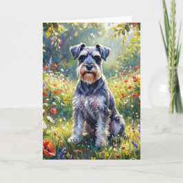Schnauzer in Wildflower Meadow Karte