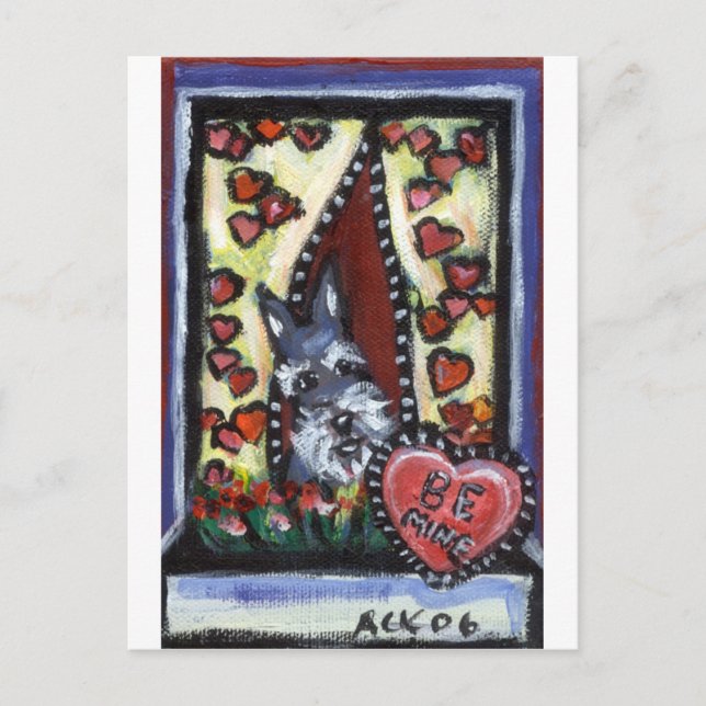 Schnauzer ist mein Valentinherz Feiertagspostkarte (Vorderseite)